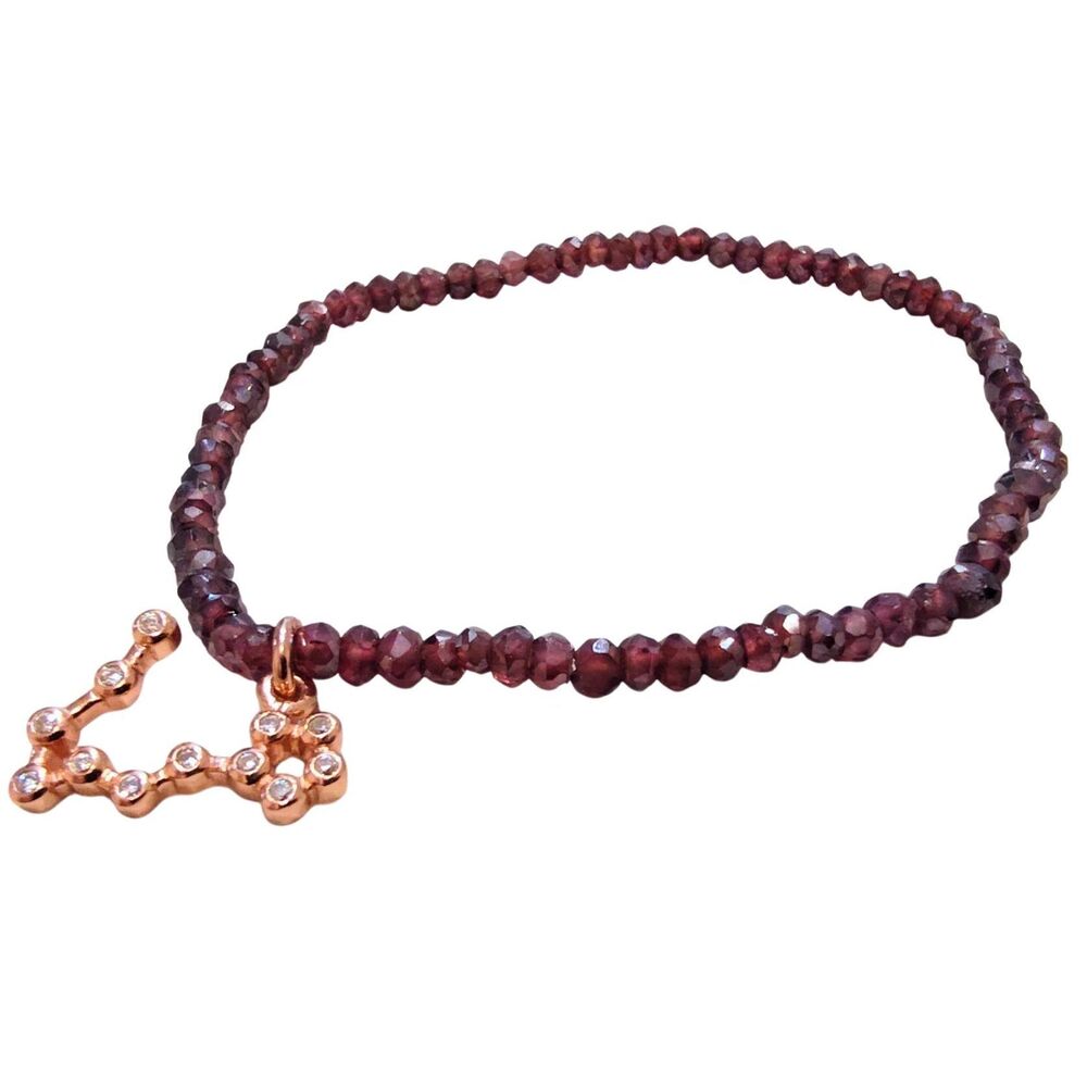 Johnny Was Crystal Cut Beaded Stretch Bracelet with Gold Crystaled Pisces Charm